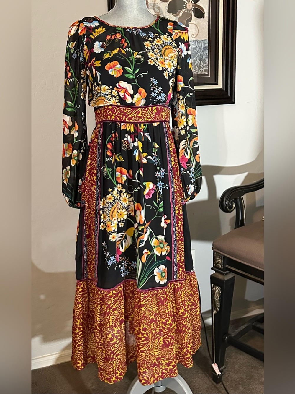 Anthropologie Adair Velvet Trimmed Midi Dress - Picture 2 of 11